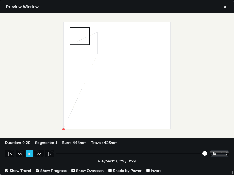 The Preview window during playback.
